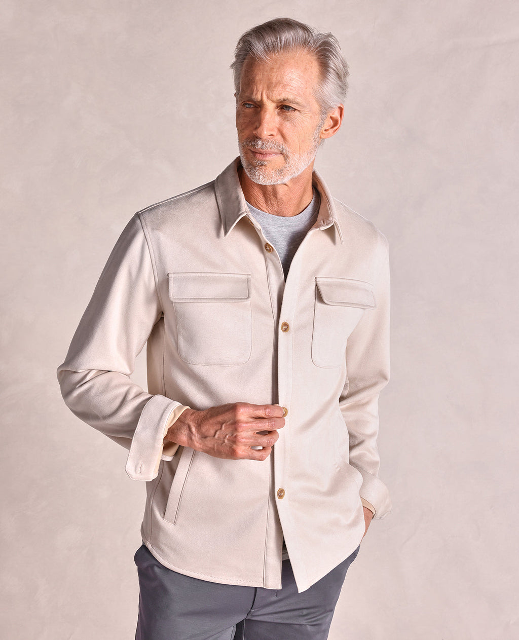 The Drummond - Microsuede Chore Jacket - Taupe